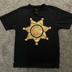 V Italia Black Tee with Gold Emblem